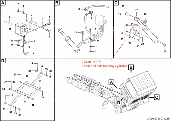 Lgmg Mining Truck Parts Fahrerhaus-Drehzylinderhalterung 27410100071